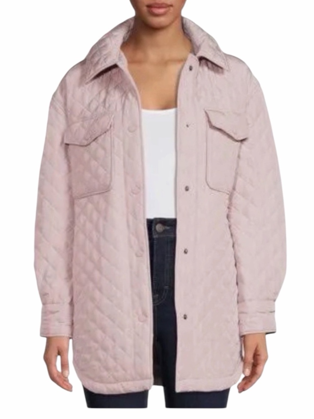Lucky Brand Snap Diamond Quilted Jacket Cozy Fall Rainy Day